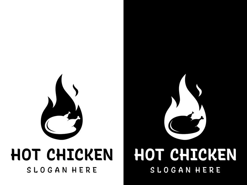 Retro vintage hot chicken logo.