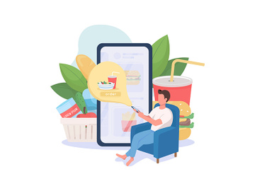 Online food order flat concept vector illustration preview picture