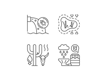Worldwide rising water demand linear icons set preview picture