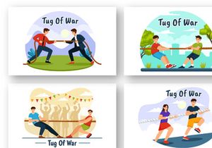 9 Tug of war Vector Illustration