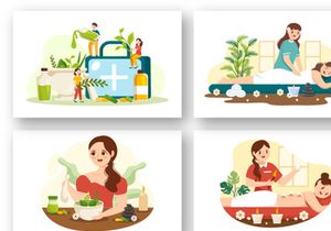 12 Alternative Medicine or Herbal Cure Illustration