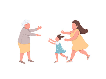 Grandmother welcome relatives flat color vector faceless characters preview picture