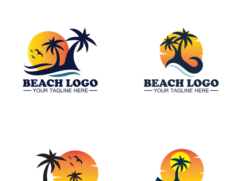 Beach logo design Vector template