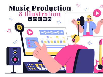 8 Music Production Illustration