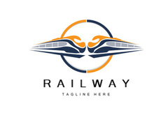 Train Logo Design. Fast Train Track Vector, Fast Transport Vehicle Illustration