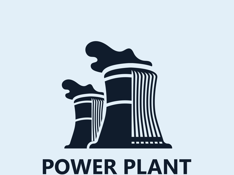Power plant vector icon. Nuclear cooling Factory sign. Industry symbol. Simple isolated logo