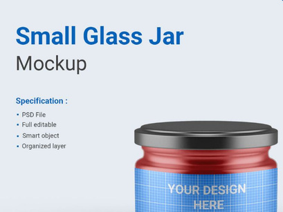Free Small Glass Jar Mockup​​​​​​​​​​​​​​
