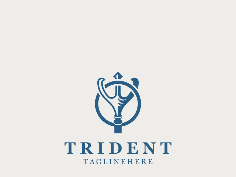 Trident Poseidon Logo, Spear Simple Vintage Template Design
