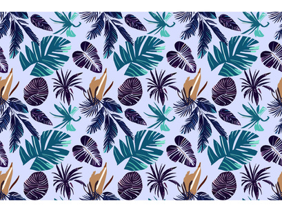 Abstract Trendy Exotic Jungle Plants Pattern