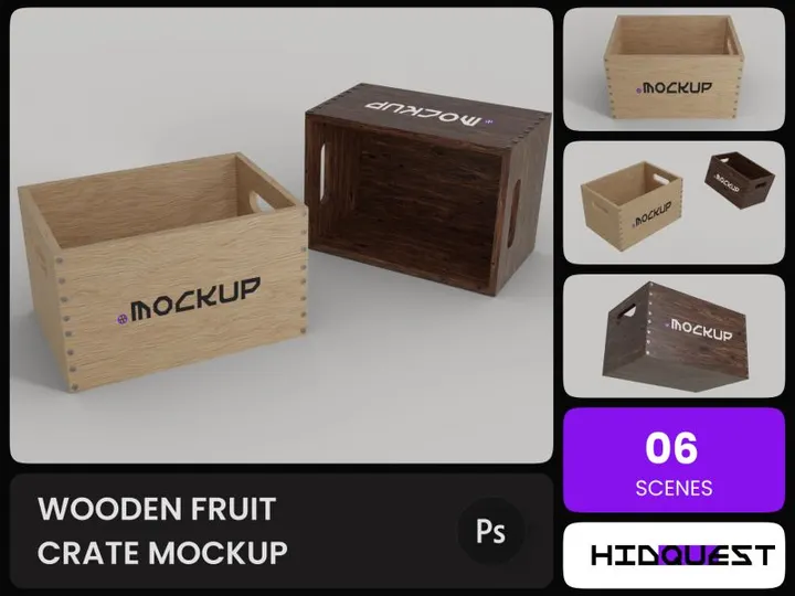 Wooden Fruit Crate Mockup