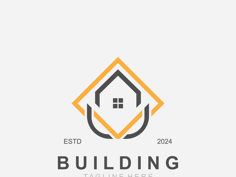 Building logo construction modern real estate symbol for architecture house and property design
