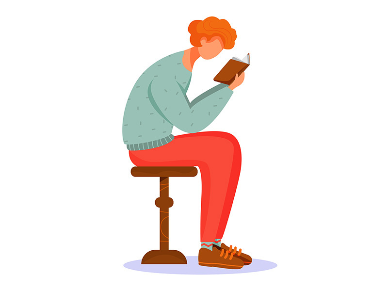 Man reading book flat vector illustration