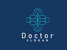 Stethoscope Logo, Simple Line Model Health Care Logo Design