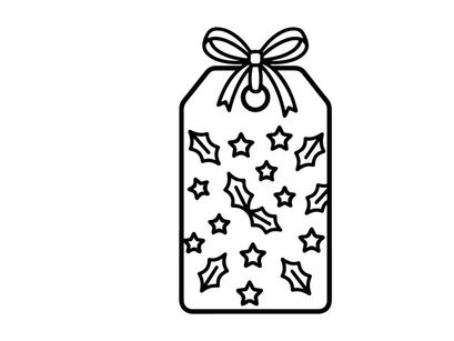 Etiqueta de presente de feriado com arte vetorial de padrão de azevinho e estrela
