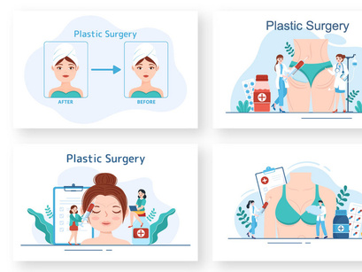 10 Plastic Surgery Flat Illustration