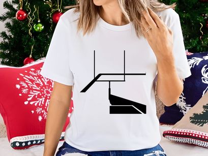 A black and white image of a simple football goal post and shadow