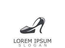 Women shoes logo design High heel fashion shop icon vector for business store