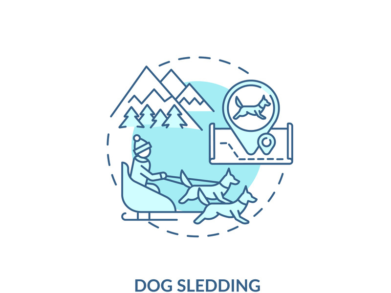 Dog sledding concept icon