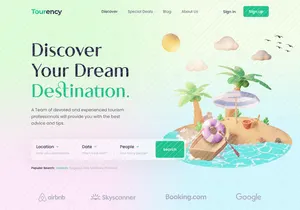 Tourency - Travel Web Header Design✈️