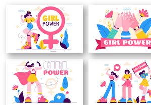 9 Girl Power Vector Illustration