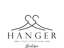 Simple clothes hanger logo details with creative design.for business, boutique, fashion, lifestyle, beauty, wardrobe, wedding dress, clothing store