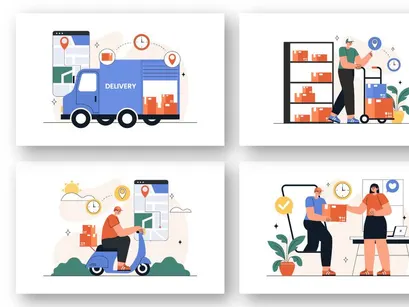 15 Courier or Delivery Service Illustration