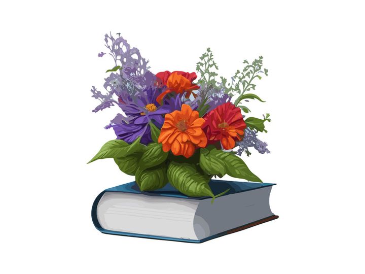 Vector Illustration Books decorated by flowers