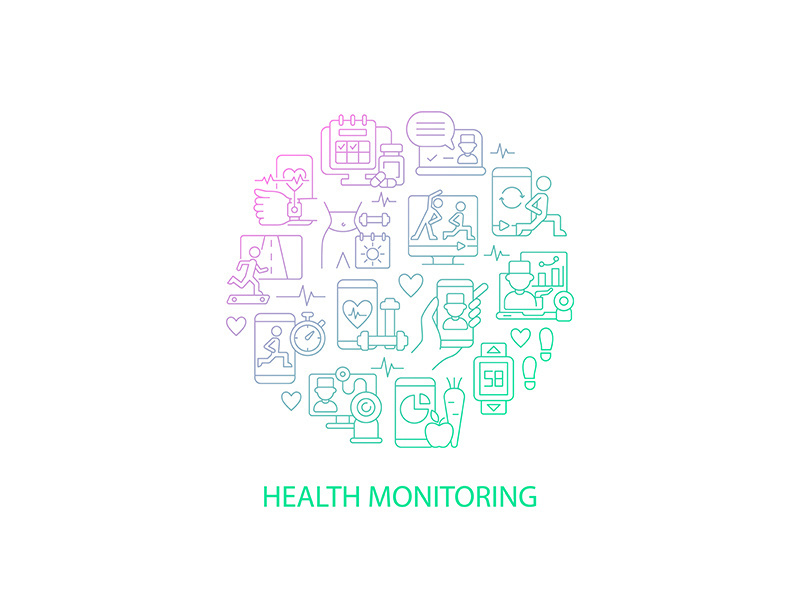 Health monitoring abstract gradient linear concept layout with headline