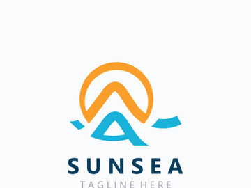 Sun sea Logo design creative premium sun beach logo icon vector template preview picture