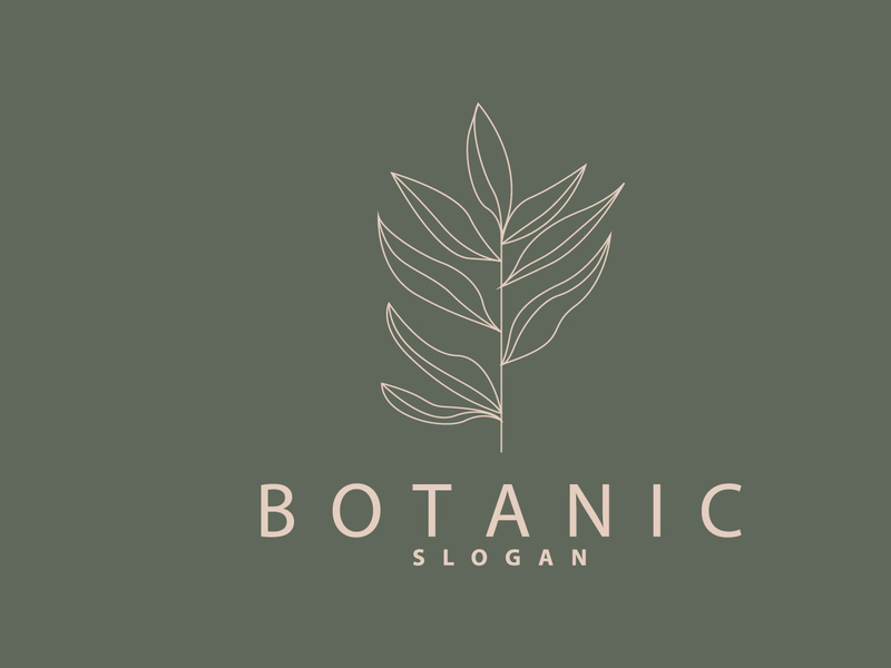 Leaf Line Logo, Beautiful Hand Drawn Design