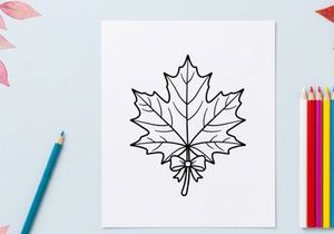 Elegant maple leaf illustration for nature and seasonal designs. Artistic botanical drawing for eco-friendly projects and autumn themes.