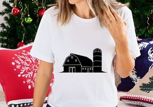 Modern black barn and silo farm building vector illustration