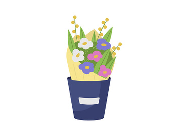 Mixed flower bouquet semi flat color vector object preview picture