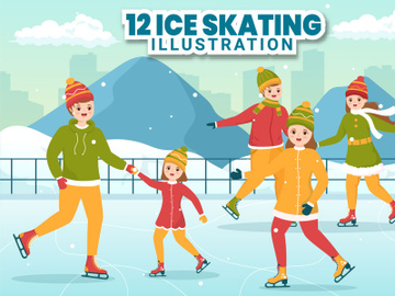 12 Skating on Ice Rink Illustration preview picture