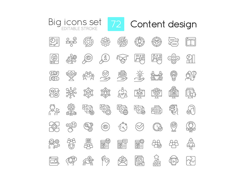 Content design linear icons set