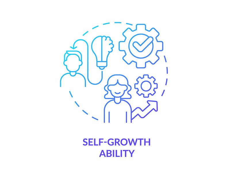 Self-growth ability blue gradient concept icon