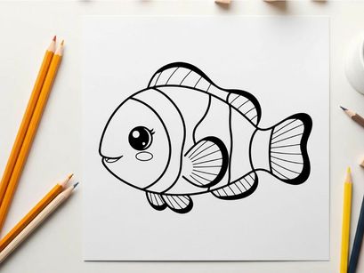Cute cartoon fish swimming vector illustration flat design