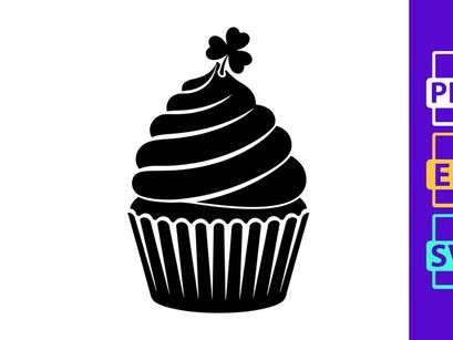 St Patrick's Day cupcake with shamrock