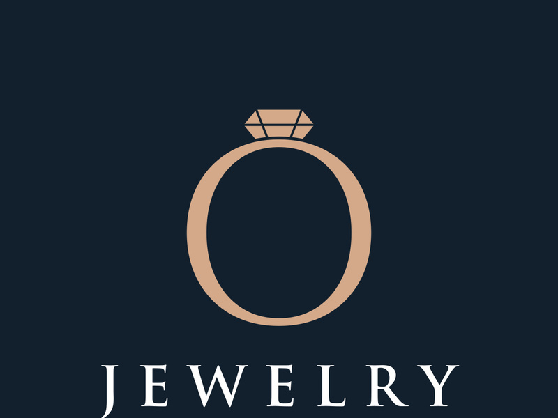 Abstract logo of jewelry ring with luxury diamond or gems.Isolated black and white background.Logo can be for jewelry brand and sign.
