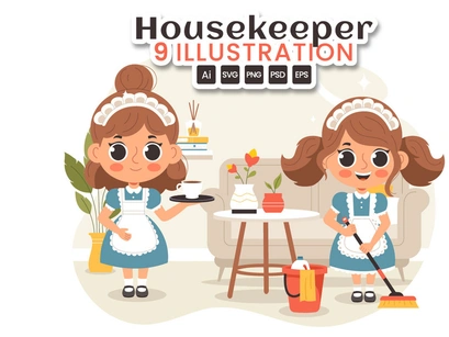 9 Professional Girl Maid Illustration