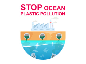 Stop ocean plastic pollution flat concept icon preview picture