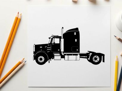 Silhouette of a semi truck with a large sleeper cabin