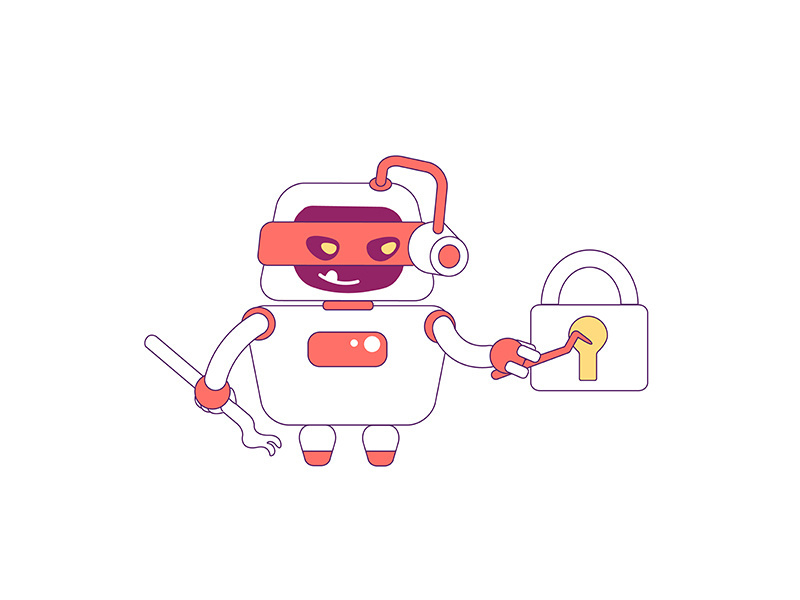 Hacker robot red linear object