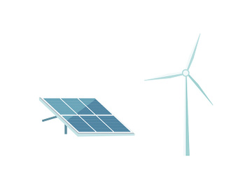 Renewable energy flat color vector objects set preview picture