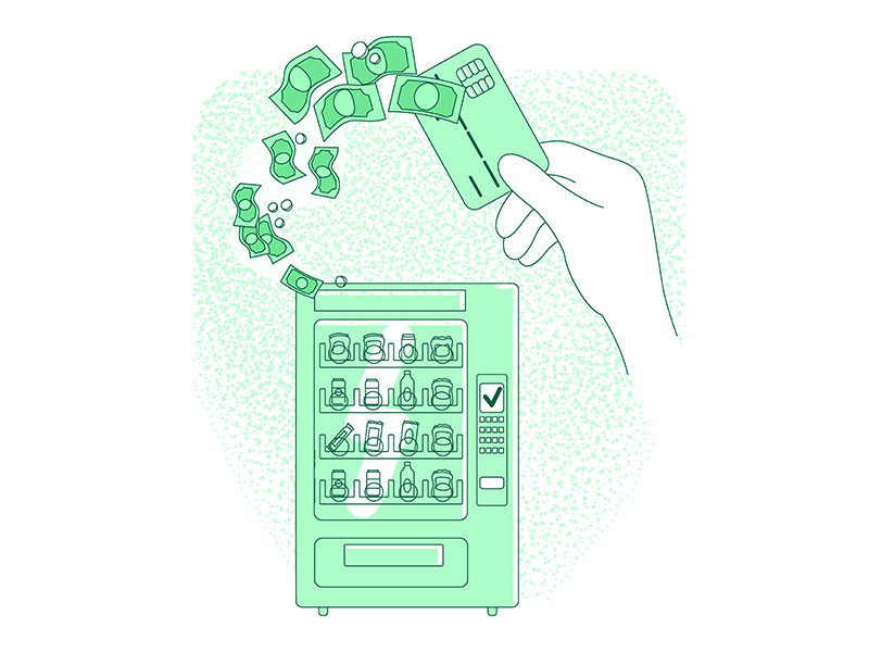 Cashless payment thin line concept vector illustration