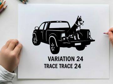 Silhouette of a dog sitting in the back of a pickup truck preview picture