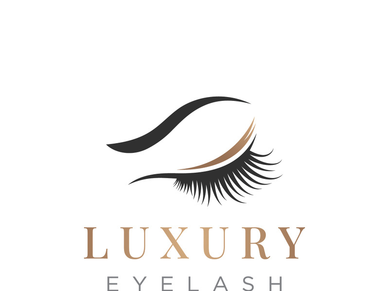 Luxurious and colorful eyelash extension logo.