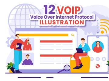 12 VOIP or Voice Over Internet Protocol Illustration preview picture
