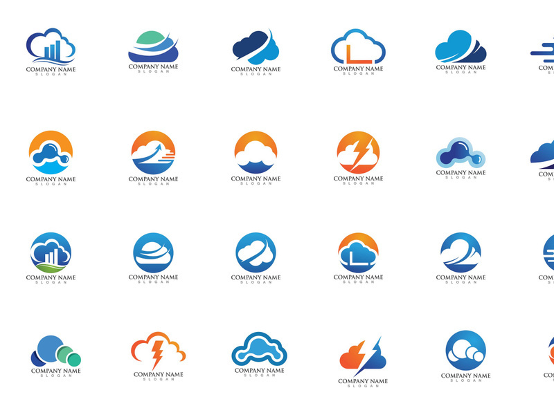 Cloud server data icon logo