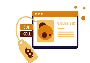 NFT Market Flat Illustration Cryptocurrency Exchange